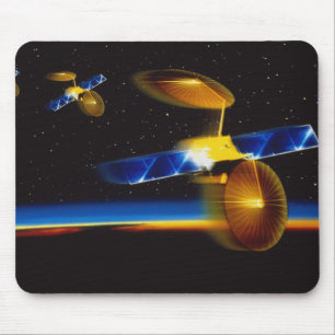 Illustration of satellites over Earth's horizon Mouse Mat