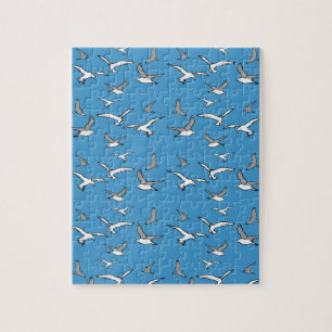 Illustration of Seagulls Flying High in the Sky Jigsaw Puzzle