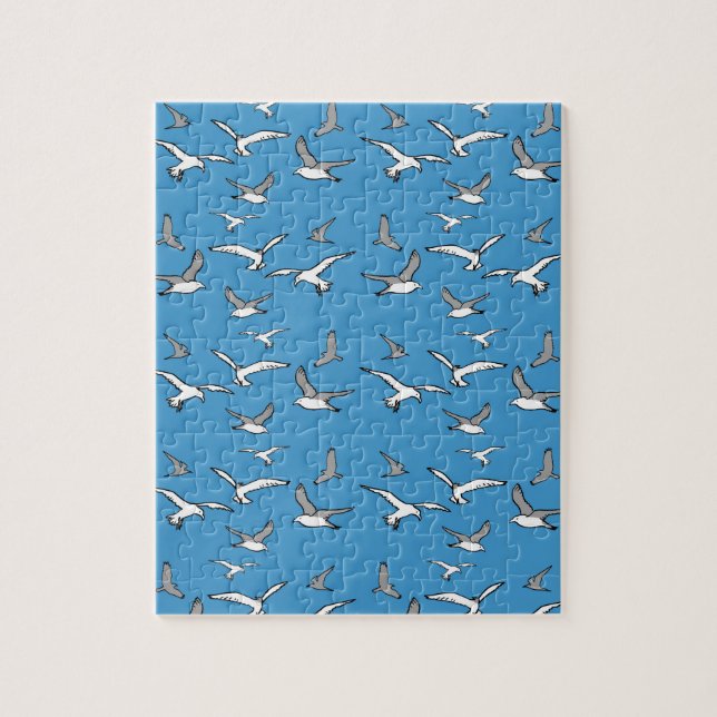Illustration of Seagulls Flying High in the Sky Jigsaw Puzzle (Vertical)