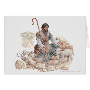 Illustration of shepherd finding his lost sheep