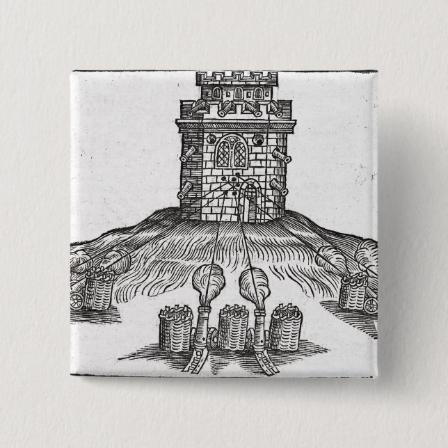 Illustration of siege warfare 15 cm square badge (Front)