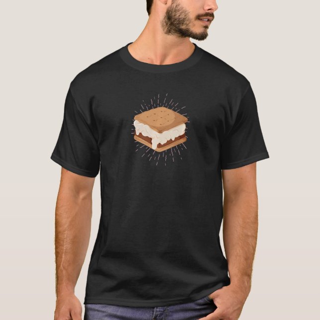 ILLUSTRATION OF S'MORES  Camping Campfire Meme T-Shirt (Front)