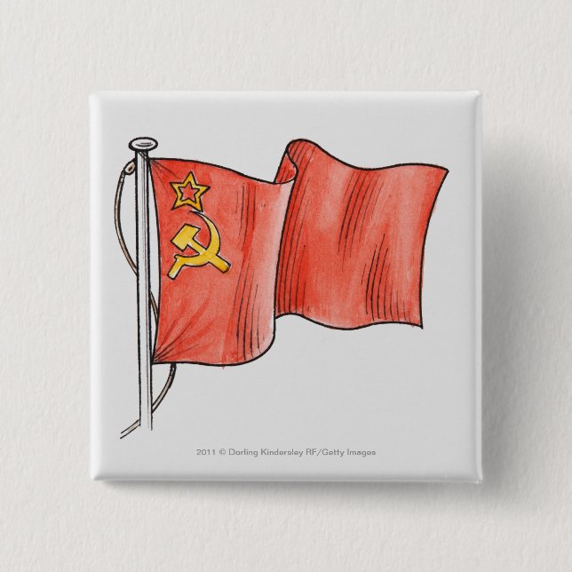 Illustration of Soviet flag 15 Cm Square Badge (Front)