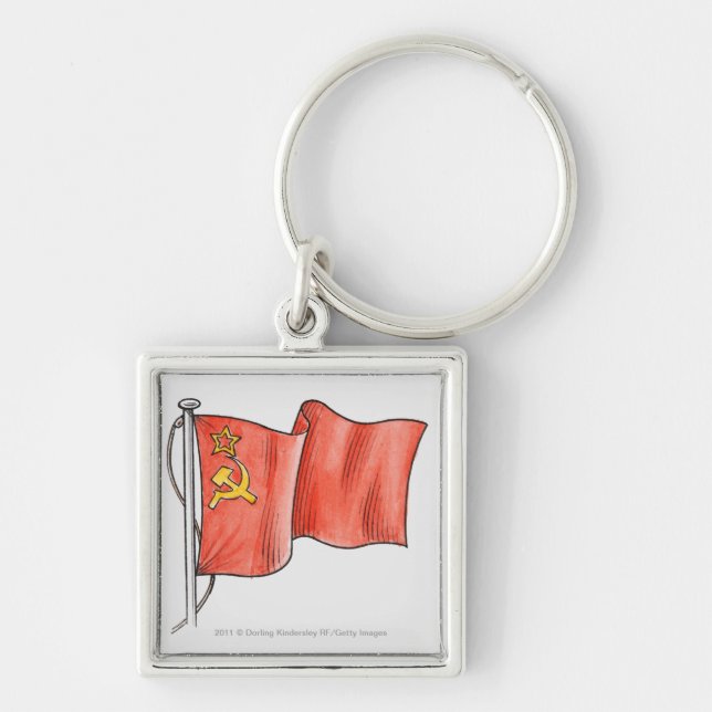 Illustration of Soviet flag Key Ring (Front)