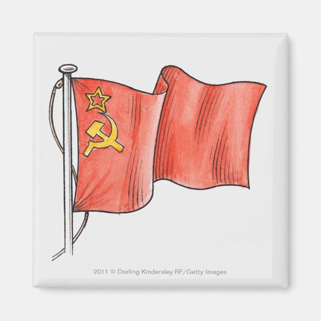 Illustration of Soviet flag Magnet (Front)