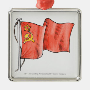 Illustration of Soviet flag Metal Tree Decoration
