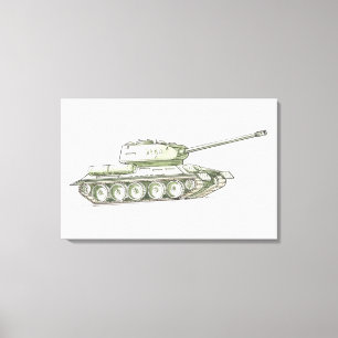 Illustration of tank canvas print