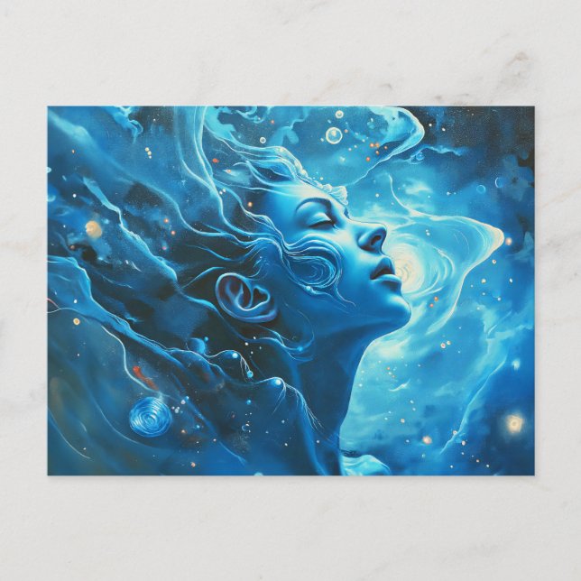 Illustration of the Aquarius Zodiac Sign Postcard (Front)