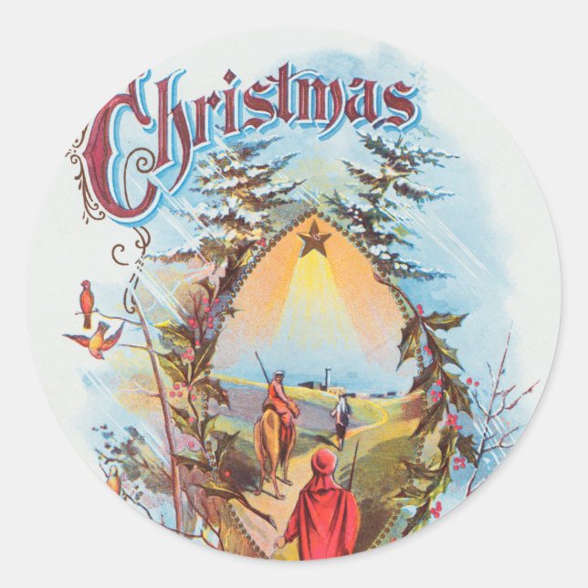 Illustration of the Biblical Magi Holiday    Classic Round Sticker (Front)
