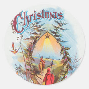 Illustration of the Biblical Magi Holiday    Classic Round Sticker