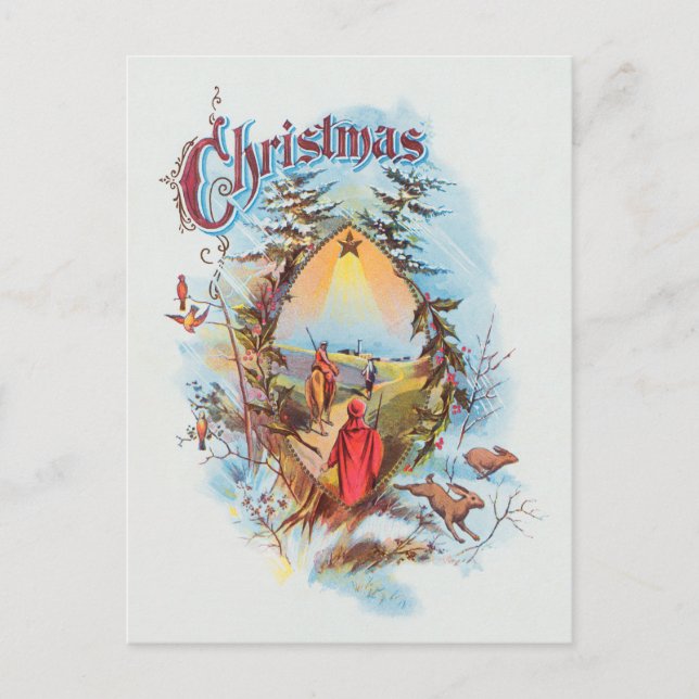 Illustration of the Biblical Magi Holiday Postcard (Front)