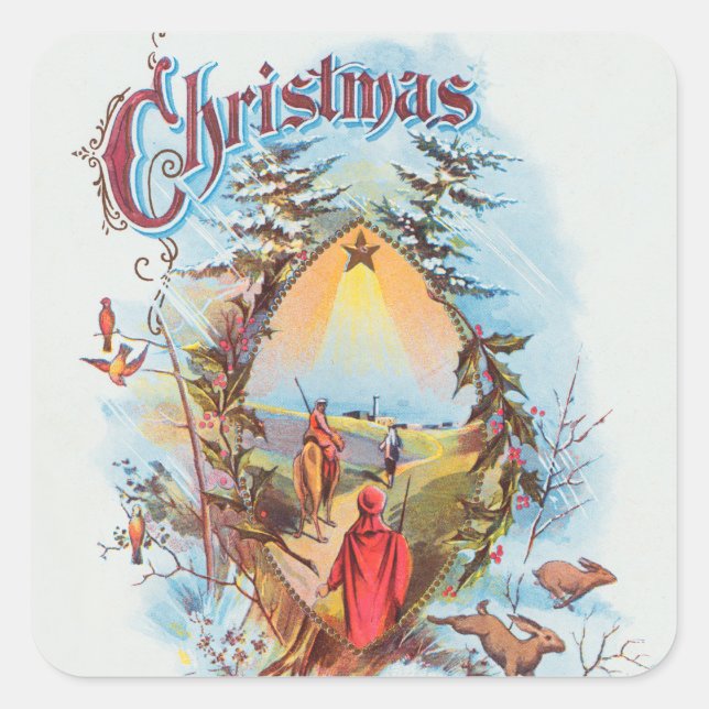 Illustration of the Biblical Magi Holiday   Square Sticker (Front)
