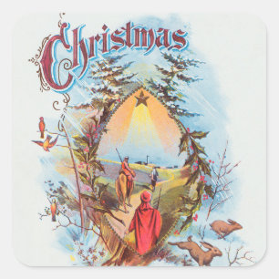 Illustration of the Biblical Magi Holiday Square Sticker