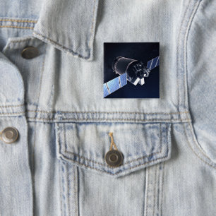 Illustration Of The Dragon Xl Spacecraft. 15 Cm Square Badge