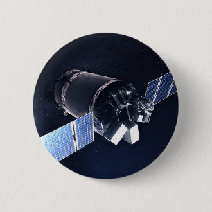 Illustration Of The Dragon Xl Spacecraft. 6 Cm Round Badge