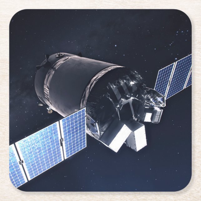 Illustration Of The Dragon Xl Spacecraft. Square Paper Coaster (Front)