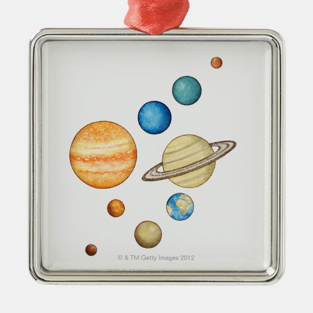 Illustration of the planets of the solar system metal tree decoration (Front)