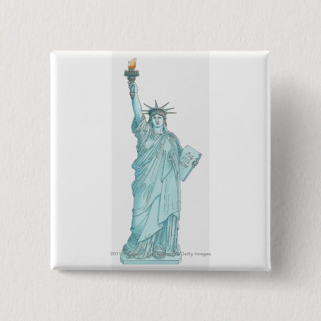 Illustration of the Statue of Liberty 15 Cm Square Badge (Front)