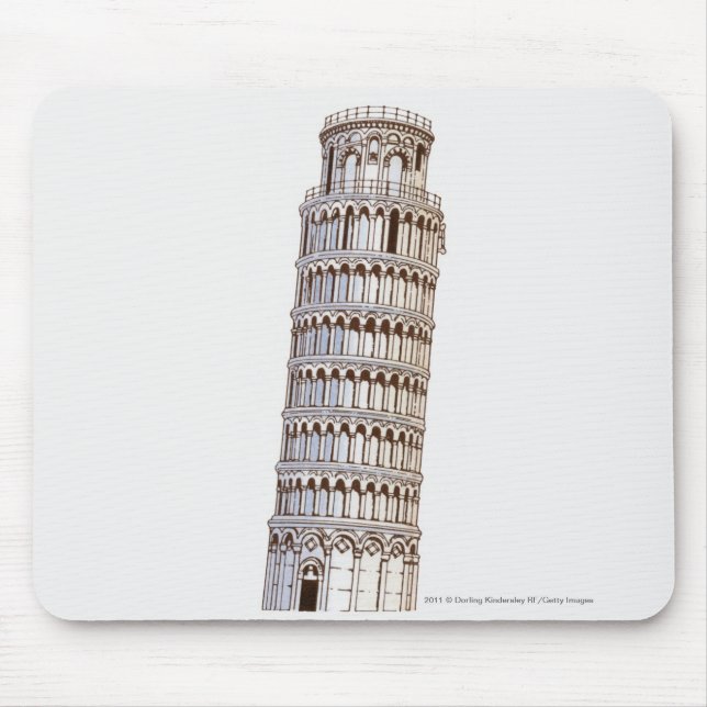 Illustration of the Tower of Pisa Mouse Mat (Front)