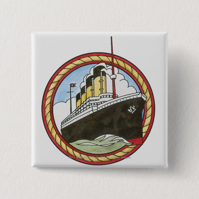 Illustration of Titanic 15 Cm Square Badge (Front)
