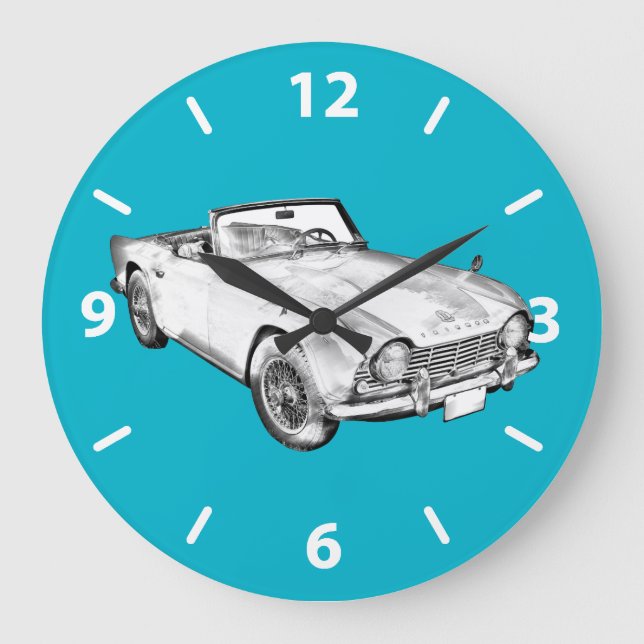 Illustration Of Triumph Tr4 Sports Car Large Clock (Front)
