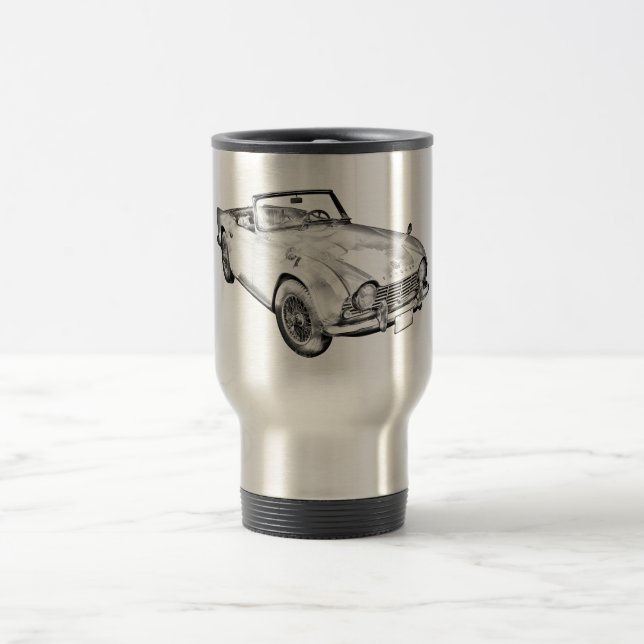 Illustration Of Triumph Tr4 Sports Car Travel Mug (Center)