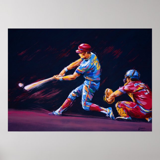 Illustration of two baseball players - poster (Front)