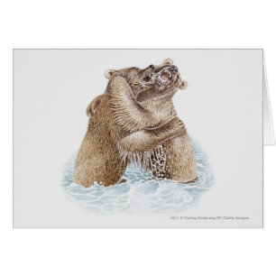Illustration of two Brown Bears fighting in water