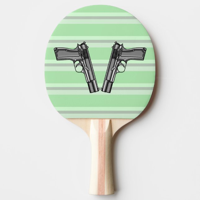 Illustration of two pistols ping pong paddle (Front)