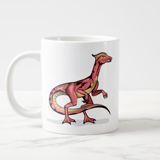 Illustration Of Velociraptor. Large Coffee Mug (Left)