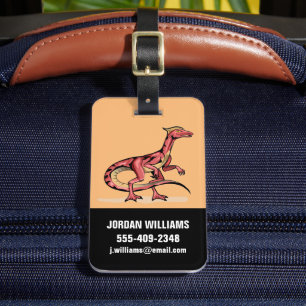 Illustration Of Velociraptor. Luggage Tag