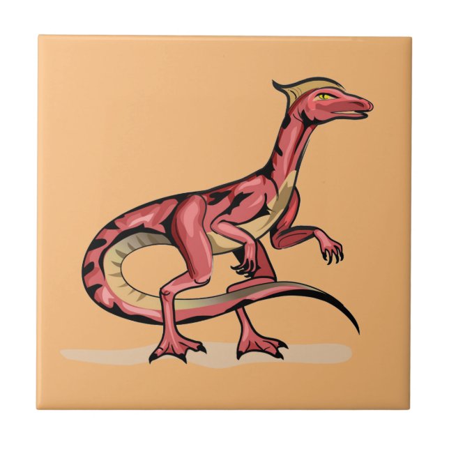 Illustration Of Velociraptor. Tile (Front)