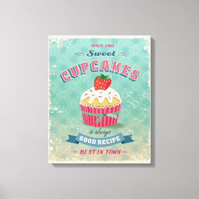 Illustration of vintage cupcakes sign (Front)