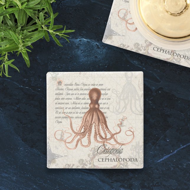 Illustration of Vintage Octopus 🐙 Stone Coaster (Illustration of Vintage Octopus 🐙 Stone Coaster
)