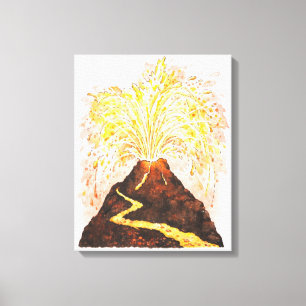 Illustration of volcano erupting canvas print