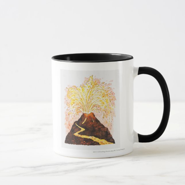 Illustration of volcano erupting mug (Right)