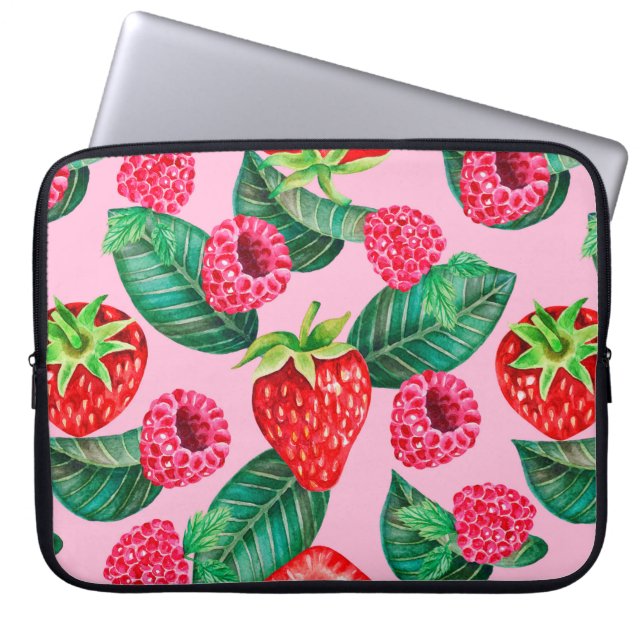 Illustration of watercolor hand drawn pattern with laptop sleeve (Front)