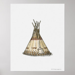 Illustration of wigwam poster