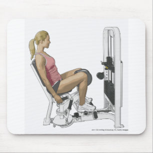 Illustration of woman using hip abductor mouse mat