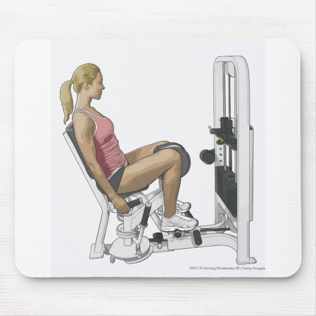 Illustration of woman using hip abductor mouse mat (Front)
