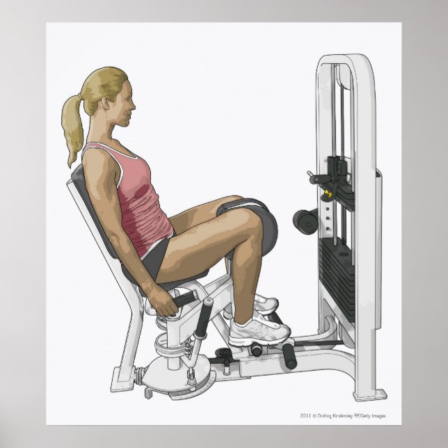 Illustration of woman using hip abductor poster (Front)