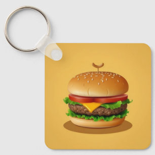 Illustration of Yummy Cheeseburger Key Ring