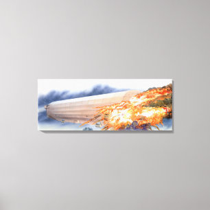 Illustration of Zeppelin bursting into flames Canvas Print