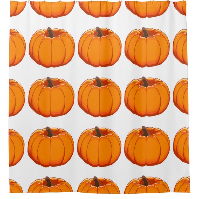 Illustration on theme of bright pattern yellow pum shower curtain (Front)