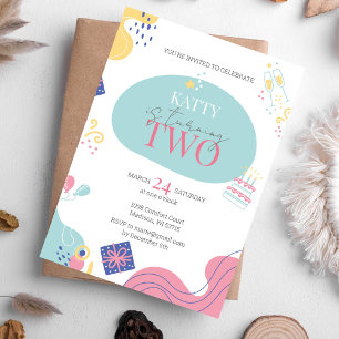 Illustration Party 2nd Birthday Invitation