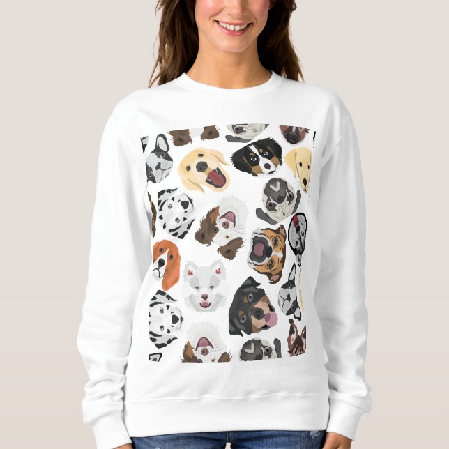 Illustration Pattern Dogs Sweatshirt (Front)