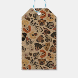Illustration Pattern sweet Domestic Dogs Gift Tags