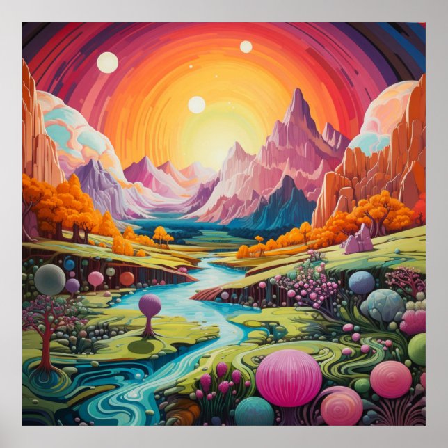 Illustration Psychedelic landscapes Poster (Front)