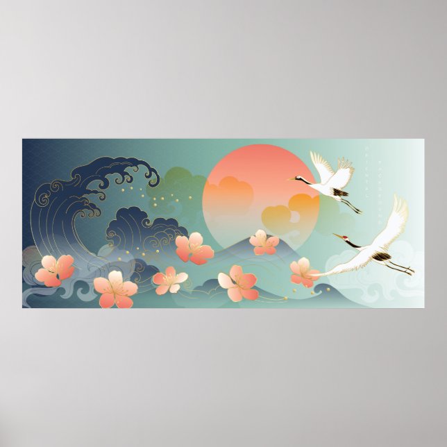 Illustration sakura flowers Design Poster (Front)