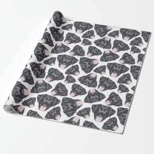 Illustration seamless pattern black Labrador Wrapping Paper